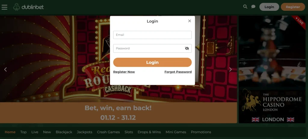 Dublinbet Login Page