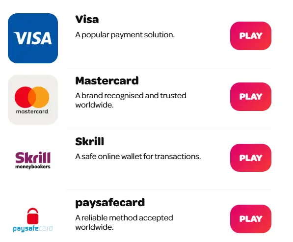 Spin Palace Payment Methods